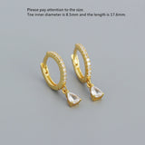 925 Silver Zircon Drop Earring OL Style Woman Girl Ear Jewel