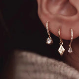 925 Silver Zircon Drop Earring OL Style Woman Girl Ear Jewel