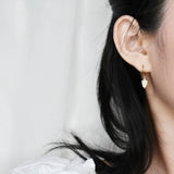 925 Silver Zircon Water Drop Chain Earring Maple Leaf Ear Ring