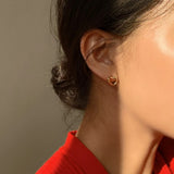 925 Silver Earring Geometric Heart Hollow Oval Ear Ring