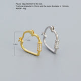 925 Silver Earring Peach Heart Zircon Ear Buckle Woman Jewelry