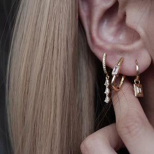 925 Silver Earring Peach Heart Zircon Ear Buckle Woman Jewelry