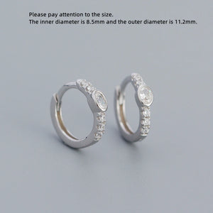 925 Silver Earring Rectangle Water Oval Zircon Ear Buckle