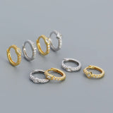 925 Silver Earring Rectangle Water Oval Zircon Ear Buckle
