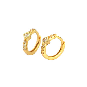 925 Silver Earring Rectangle Water Oval Zircon Ear Buckle