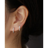 925 Silver Earring Rectangle Water Oval Zircon Ear Buckle