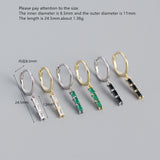 925 Silver Earring Rectangular Zircon Vertical Bar Heart Drop