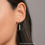 925 Silver Earring Rectangular Zircon Vertical Bar Heart Drop