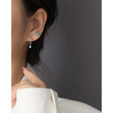 925 Silver Geometric Agate Turquoise Pearl Stud Earring