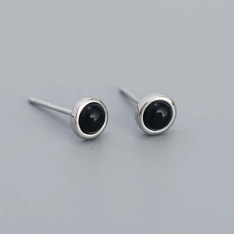 925 Silver Geometric Agate Turquoise Pearl Stud Earring