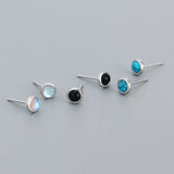 925 Silver Geometric Agate Turquoise Pearl Stud Earring
