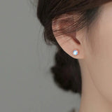 925 Silver Geometric Agate Turquoise Pearl Stud Earring
