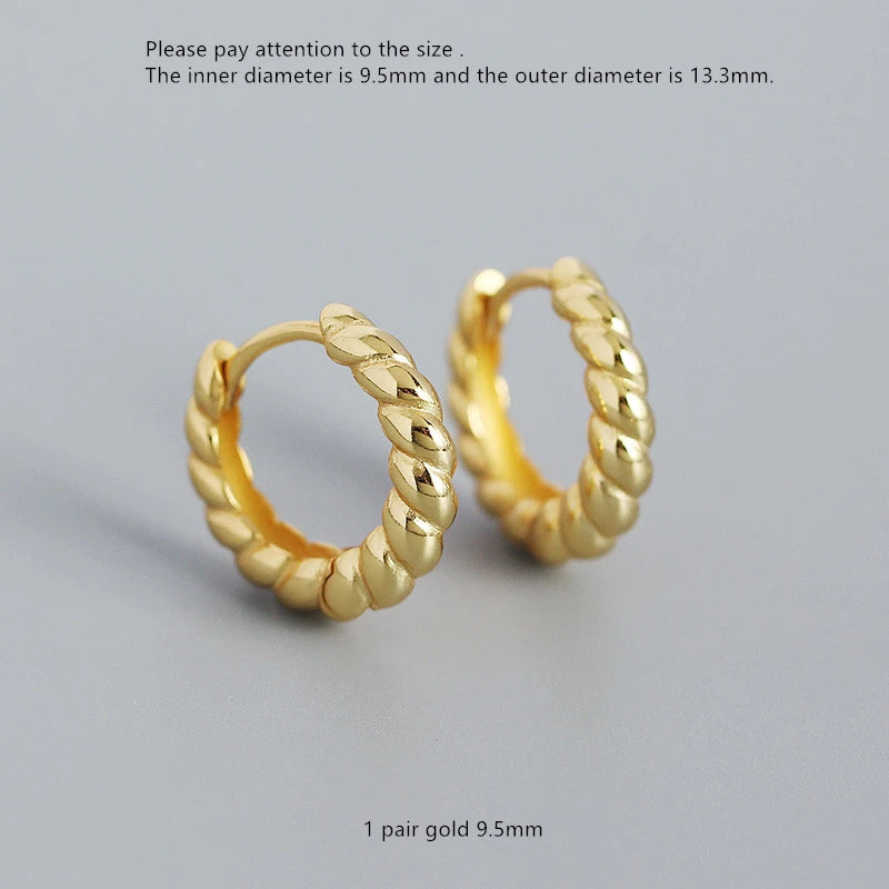925 Silver Geometric Winding Earring Leaf Pattern
