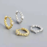 925 Silver Earring Geometric Leaf Pattern Woman Ear Jewelry