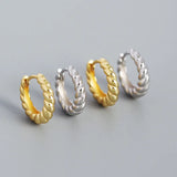 925 Silver Geometric Winding Earring Leaf Pattern