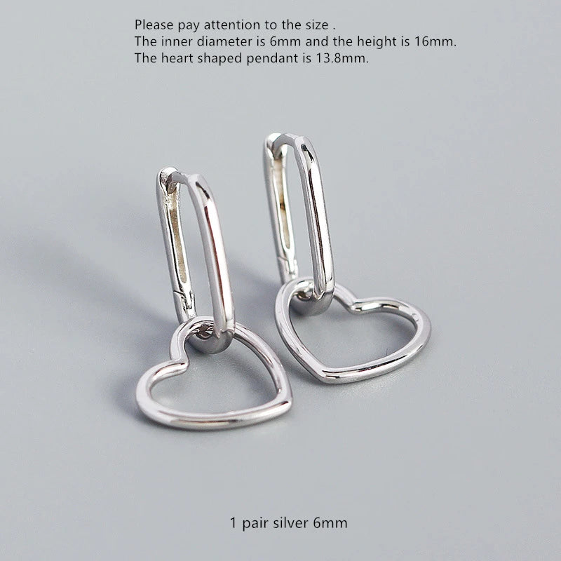 925 Silver Earring Geometry Oval Heart Star Drop Earring