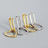 925 Silver Earring Geometry Oval Heart Star Drop Earring