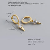 925 Silver Earring Geometry Zircon Drop Wild Woman Ear Jewelry