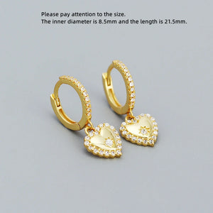 925 Silver Earring Geometry Zircon Drop Wild Woman Ear Jewelry