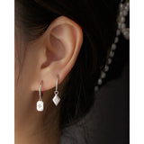 925 Silver Earring Geometry Zircon Drop Wild Woman Ear Jewelry
