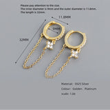 925 Silver Earring Geometry Star Heart Shape Bead Tassel Drop Earring