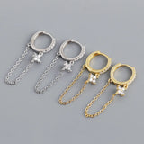 925 Silver Earring Geometry Star Heart Shape Bead Tassel Drop Earring