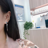 925 Silver Earring Geometry Star Heart Shape Bead Tassel Drop Earring