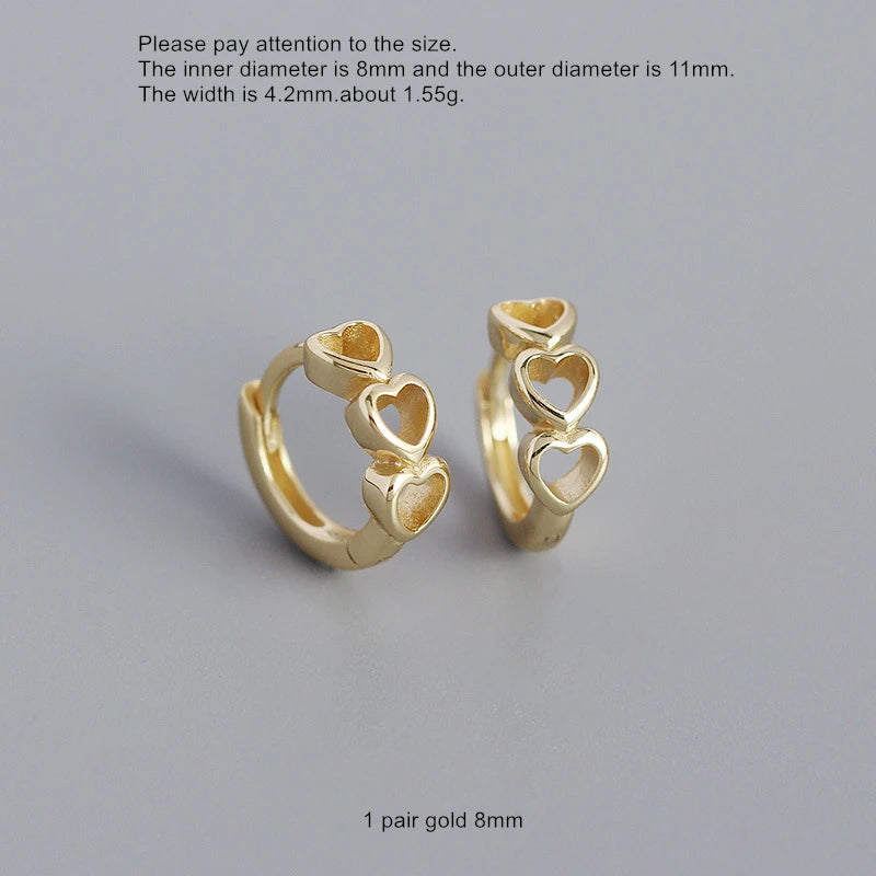925 Silver Earring Hollow Heart Ear Ring Green Zircon Ear Buckle