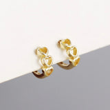 925 Silver Earring Hollow Heart Ear Ring Green Zircon Ear Buckle
