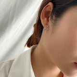 925 Silver C-Shaped Earring with Zircon Accent