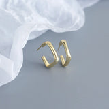 925 Silver C-Shaped Earring with Zircon Accent