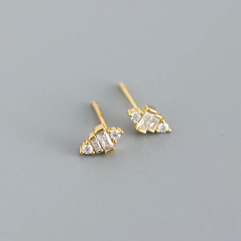 925 Silver Earring Zircon Pearl Crab Heart Stud Small Woman Girl Jewelry