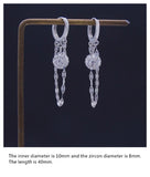 925 Silver Earring Crystal Ball Zircon Pearl Tassel Chain Ear Ring