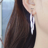 925 Silver Earring Crystal Ball Zircon Pearl Tassel Chain Ear Ring