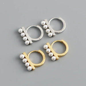 925 Silver Pearl Ear Ring Green Zircon Earring