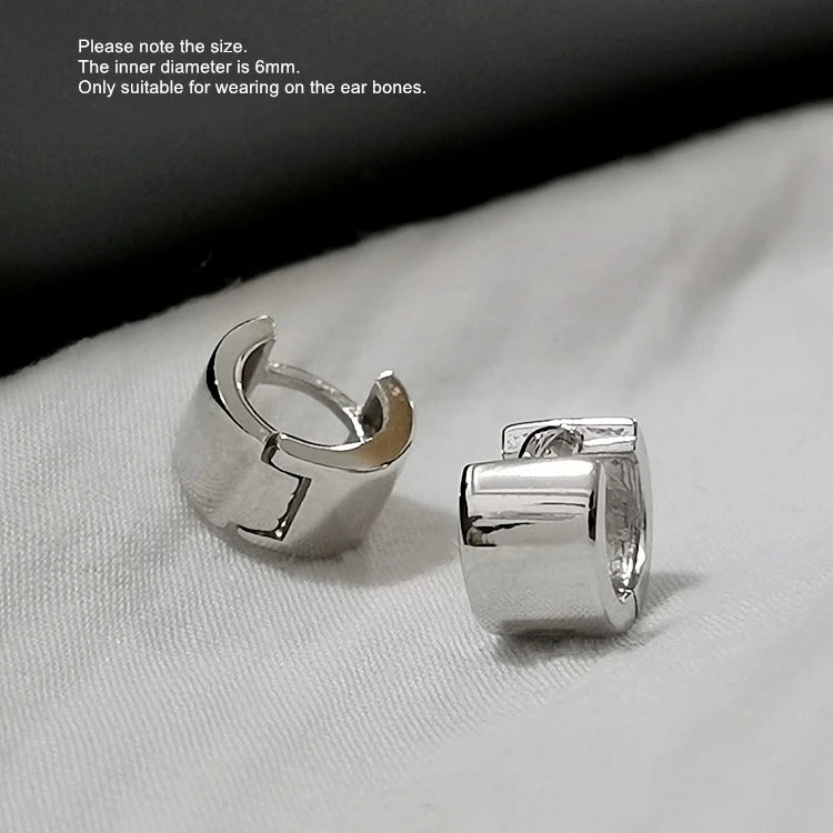 925 Silver Earring Wide-Geometric Ear Ring Boy Girl Ear Jewelry
