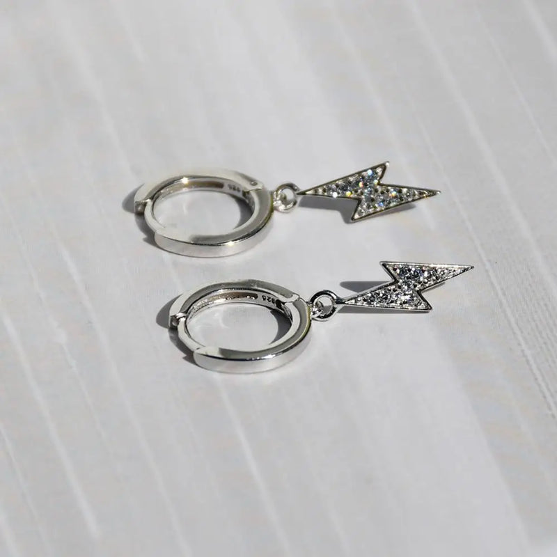 925 Sterling Silver Zircon Lightning Earring