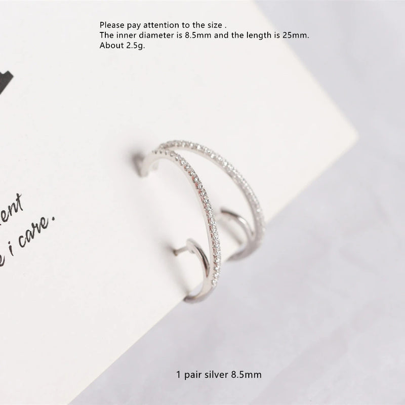 925 Silver Personalized C Shape Zircon Ear Ring Jewelry