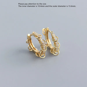 925 Sterling Silver Earring Punk Personality Zircon Ring Circle Ear Ring