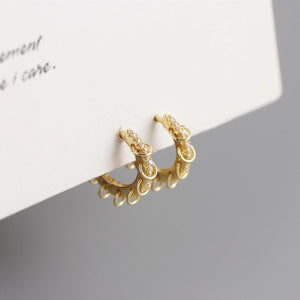 925 Sterling Silver Earring Punk Personality Zircon Ring Circle Ear Ring