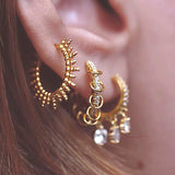 925 Sterling Silver Earring Punk Personality Zircon Ring Circle Ear Ring