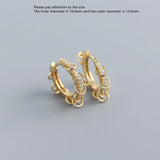 925 Sterling Silver Earring Punk Personality Zircon Ring Circle Ear Ring