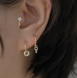 925 Silver Earring Punk Rivet Bead Circle Ear Nail Girl Boy Ear Jewelry