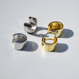 925 Silver Earring Geometric Oval Ring Circle Wide Face Ear Ring