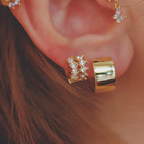 925 Silver Earring Geometric Oval Ring Circle Wide Face Ear Ring