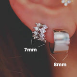 925 Silver Earring Geometric Oval Ring Circle Wide Face Ear Ring