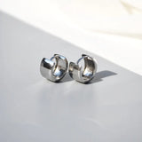 925 Silver Earring Geometric Oval Ring Circle Wide Face Ear Ring