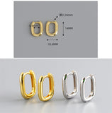 925 Silver Earring Geometric Oval Ring Circle Wide Face Ear Ring