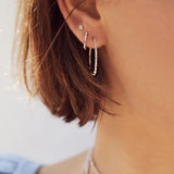 925 Silver Earring Rivet Ear Ring Zircon Flower Star Ear Bone French Style