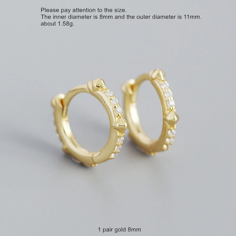 925 Silver Earring Rivet Ear Ring Zircon Flower Star Ear Bone French Style